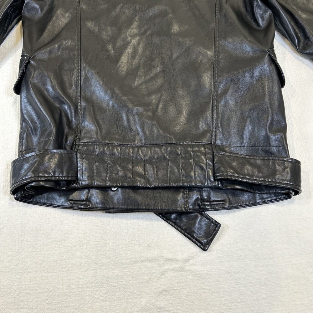 Armani Exchange Women's Faux Leather Biker Motorcycle Button Belt Jacket Small - Picture 6 of 11